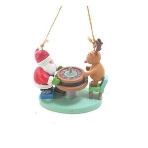Cape Shore  Santa Claus Roulette Christmas Ornament with Reindeer